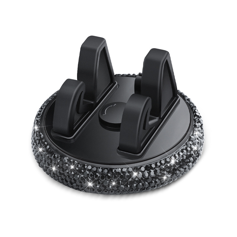 Suport pentru telefon auto, decorat cu diamante, pentru bord, cu suport pentru ecran orizontal și vertical — montaj cu bandă adezivă, compatibil cu majoritatea mașinilor, 7,5W