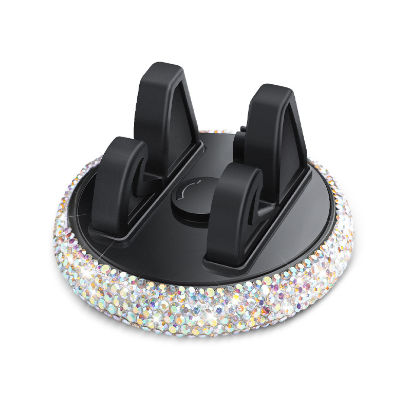 Suport pentru telefon auto, decorat cu diamante, pentru bord, cu suport pentru ecran orizontal și vertical — montaj cu bandă adezivă, compatibil cu majoritatea mașinilor, 7,5W