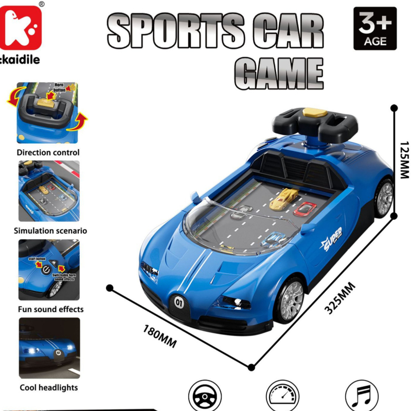 Детска игрова конзола с имитационен волан за шофиране – симулирано шофиране, образователна музика, реалистични звукови ефекти, дълъг живот на батерията (пластмасов корпус; подходяща за деца 4–6 години)