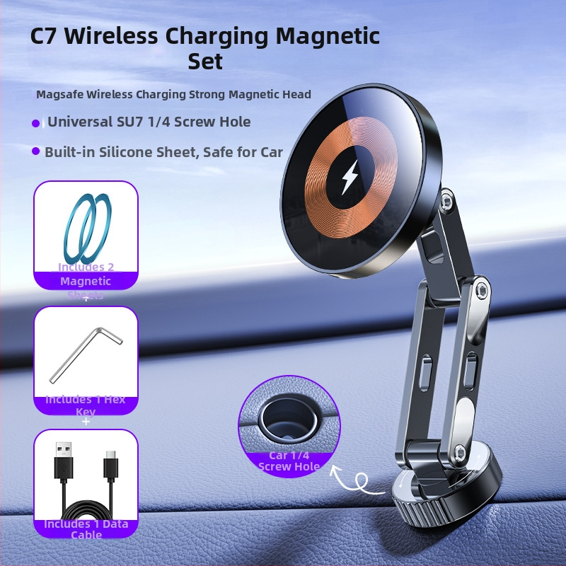 Magnetický držiak na telefón do palubnej dosky pre Xiaomi SU7, s MagSafe, 17 mm guľová hlava