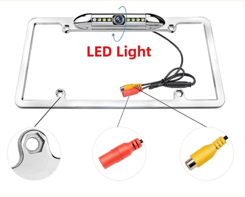 Cameră pentru plăcuța de înmatriculare a autoturismului, model universal, 720p, unghi de vizualizare 170°, alimentare 12V, opțiune fără fir