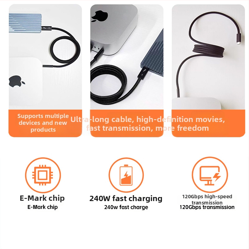 Thunder 5 magnētiskais telefona uzlādes kabelis – USB dati, maksimālā jauda 240W, vara kodols ar sudraba pārklājumu, svars 190 g