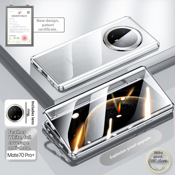 Magnetický kryt s dvojitým sklom pre Huawei Mate 70 Pro+, ultra tenký, odolný voči pádom