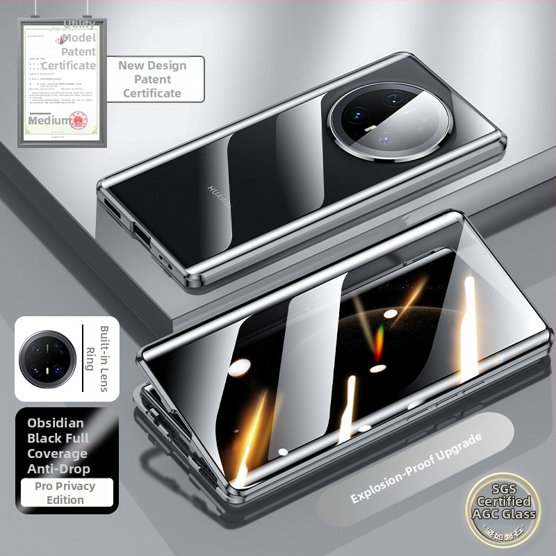 Magnetický kryt s dvojitým sklom pre Huawei Mate 70 Pro+, ultra tenký, odolný voči pádom