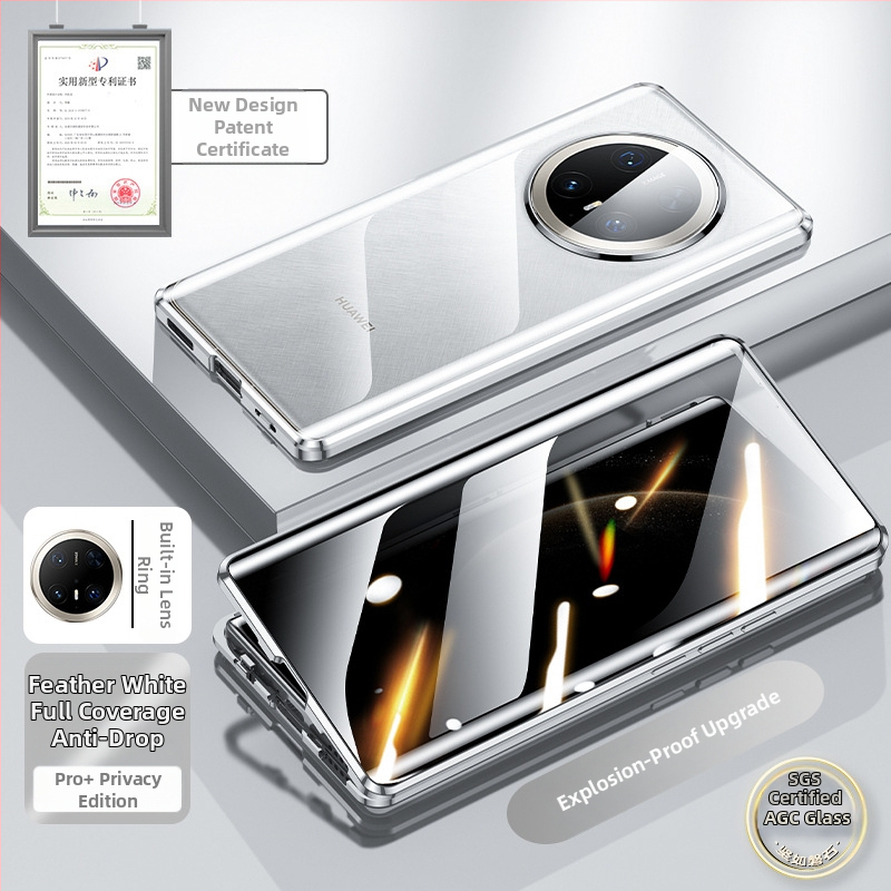 Magnetický kryt s dvojitým sklom pre Huawei Mate 70 Pro+, ultra tenký, odolný voči pádom