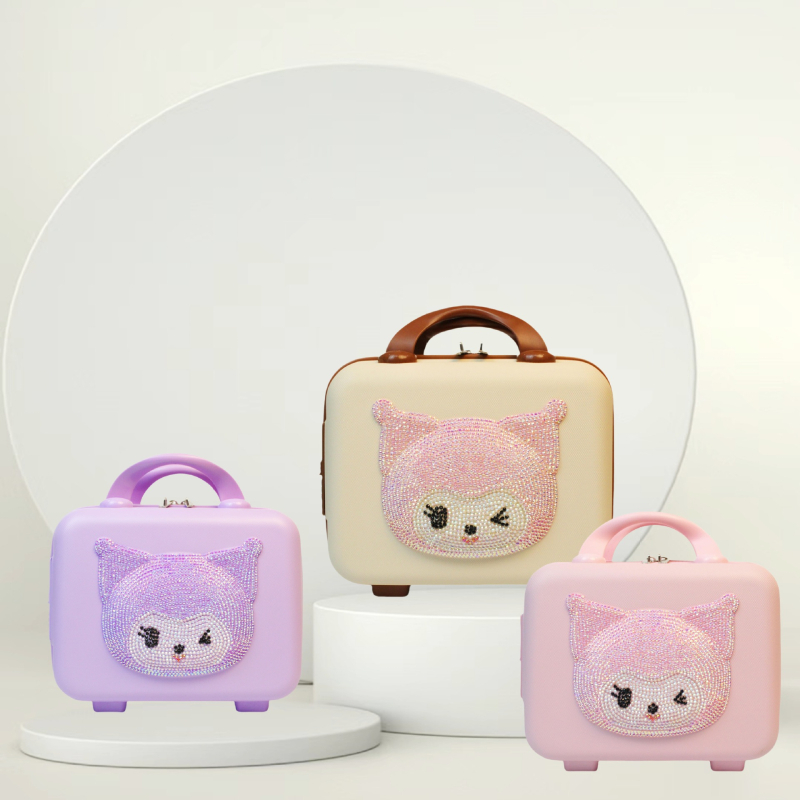 Пътуващ козметичен несесер за жени със заключване (ABS материал; цип; аниме карикатура; заключване: да; тип на заключване: обикновена комбинационна брава)