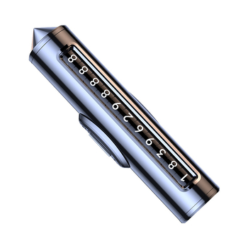 Metāla auto ārkārtas instruments ar loga laušanas āmuru un pagaidu stāvvietas un tālruņa numura plāksnēm, modeļa TC016, izmēri 132×42×30 mm