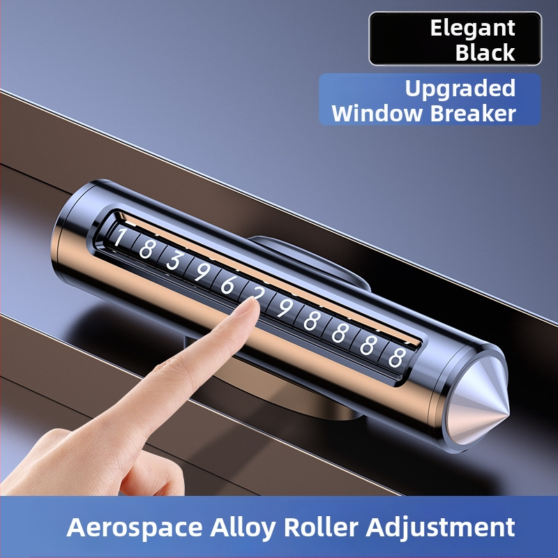 Metāla auto ārkārtas instruments ar loga laušanas āmuru un pagaidu stāvvietas un tālruņa numura plāksnēm, modeļa TC016, izmēri 132×42×30 mm