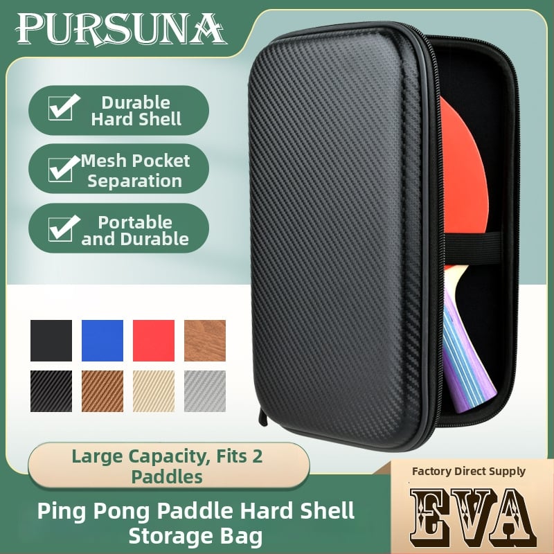 Psenner Geantă pentru tenis de masă cu husă dură pătrată pentru paletă, material EV compozit, personalizare, logo imprimat
