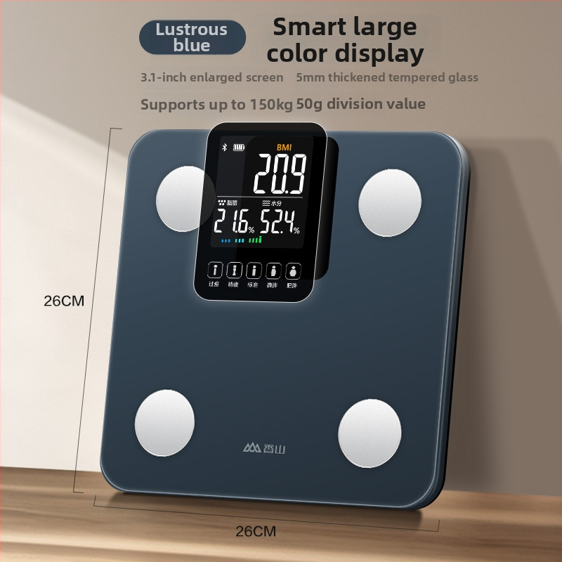 Xiangshan pametna vaga za postotak tjelesne masnoće s pametnim zaslonom za kućnu upotrebu, mjerenje postotka tjelesne masti i težine, punjiva elektronička vaga