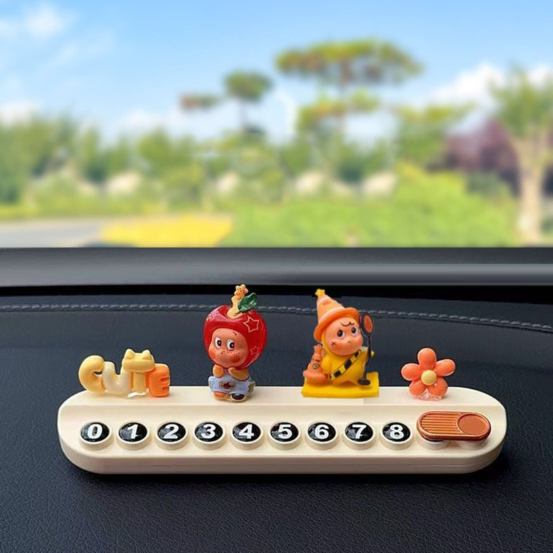 Ornament interior auto: figurină drăgălașă în formă de stea, model universal, placă temporară de parcare cu număr de telefon