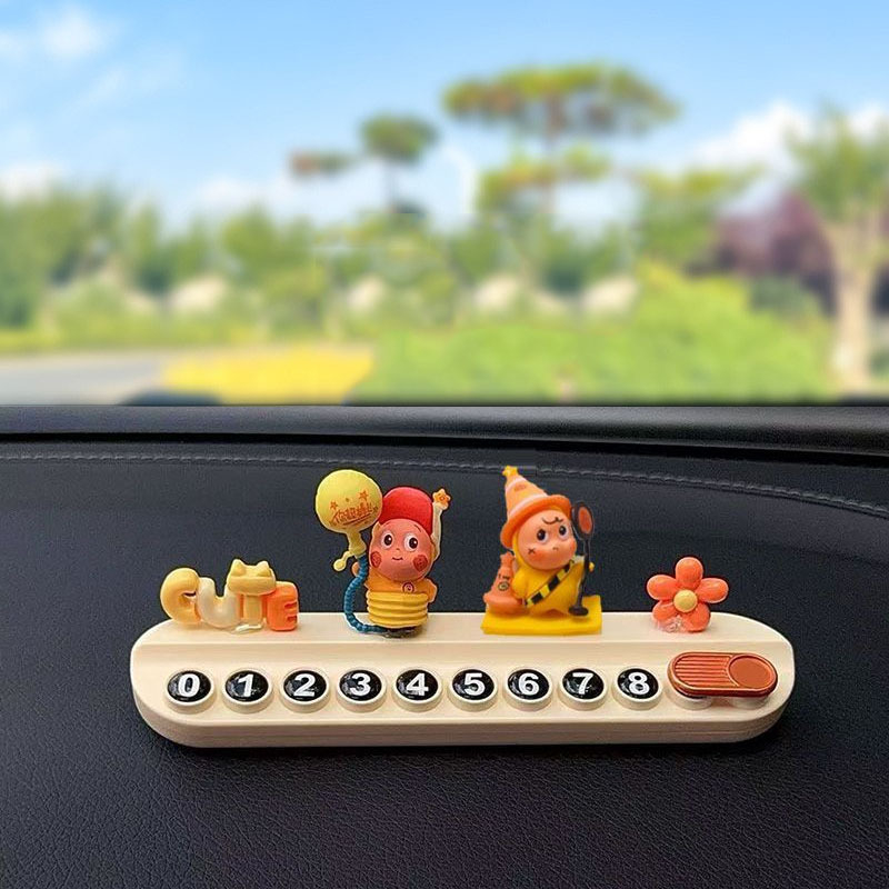 Ornament interior auto: figurină drăgălașă în formă de stea, model universal, placă temporară de parcare cu număr de telefon