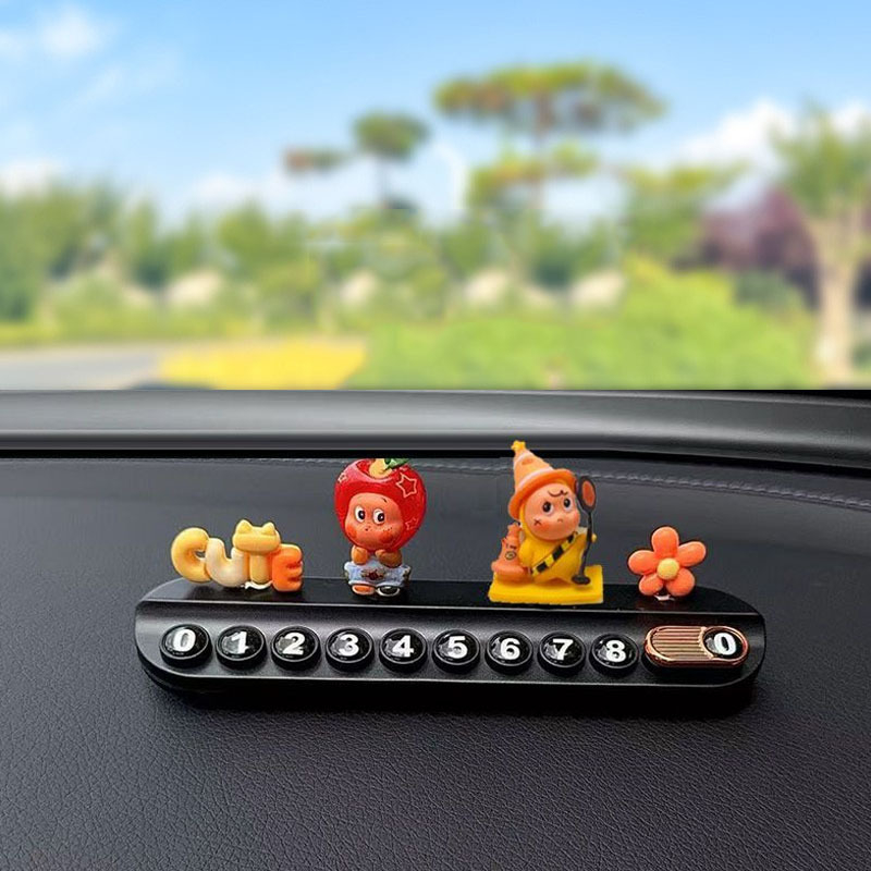 Ornament interior auto: figurină drăgălașă în formă de stea, model universal, placă temporară de parcare cu număr de telefon