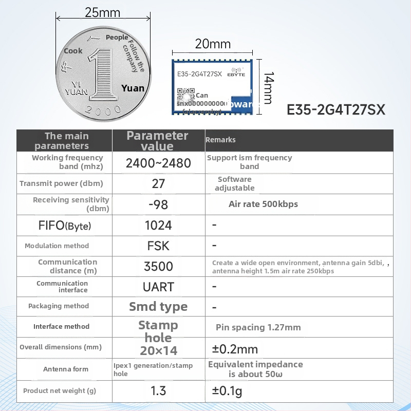 2.4G RF transivera modulis ar TLSR8208 čipu, bezvadu seriālā komunikācija, pārraide un uztvere, zems enerģijas patēriņš, zīmols Yibait