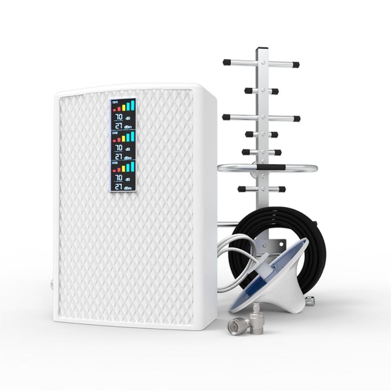 Mobiliojo telefono signalo stiprintuvas: palaiko 2G/3G/4G/5G, aprėptis 200–2000 m², modelis 24C4400F6715, svoris 0,98 kg