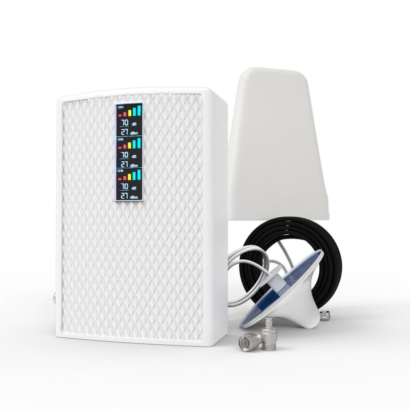 Mobiliojo telefono signalo stiprintuvas: palaiko 2G/3G/4G/5G, aprėptis 200–2000 m², modelis 24C4400F6715, svoris 0,98 kg