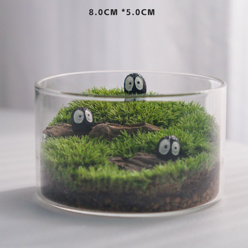 Sticlă terrariu cu mușchi - DIY mini decor pentru birou/acasă, sticlă borosilikat de înaltă calitate, model TB674839126224, cadou de afaceri