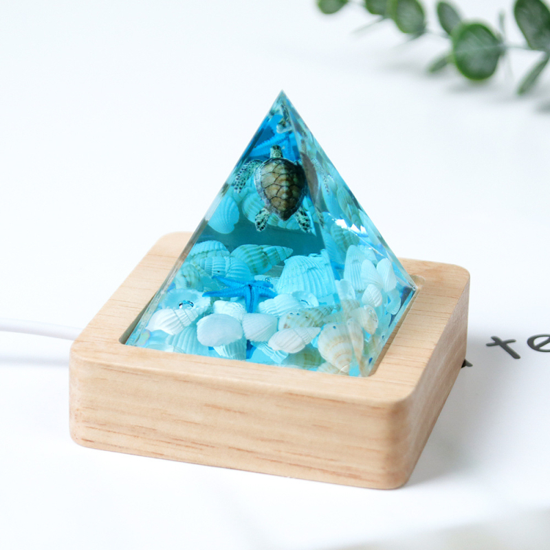 Microsandalwood Ocean serija mikro pejzaž od epoksidne smole, piramidalni konus, noćna lampica, stolni ukras
