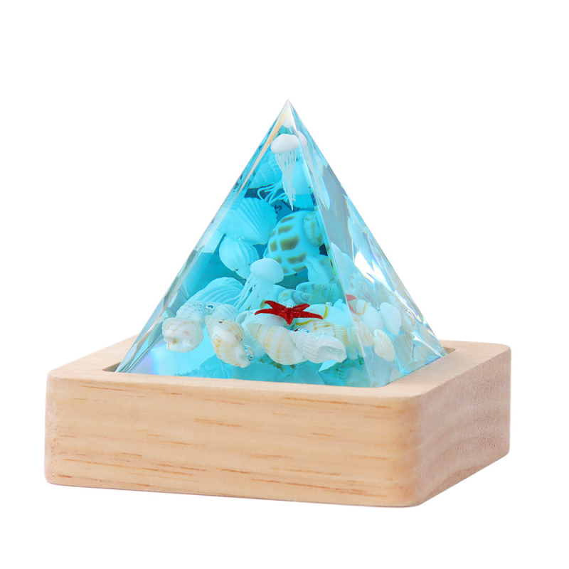 Microsandalwood Ocean serija mikro pejzaž od epoksidne smole, piramidalni konus, noćna lampica, stolni ukras