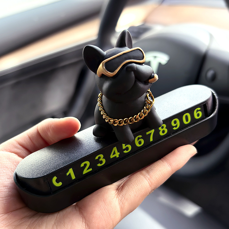 Privremena pločica za parkiranje s telefonskim brojem za ukras auta, model French Bulldog Stop Sign, plastika, marka Che shima