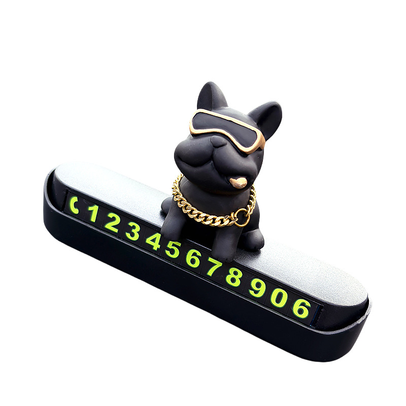 Privremena pločica za parkiranje s telefonskim brojem za ukras auta, model French Bulldog Stop Sign, plastika, marka Che shima