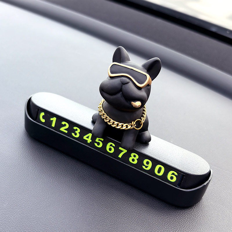 Privremena pločica za parkiranje s telefonskim brojem za ukras auta, model French Bulldog Stop Sign, plastika, marka Che shima
