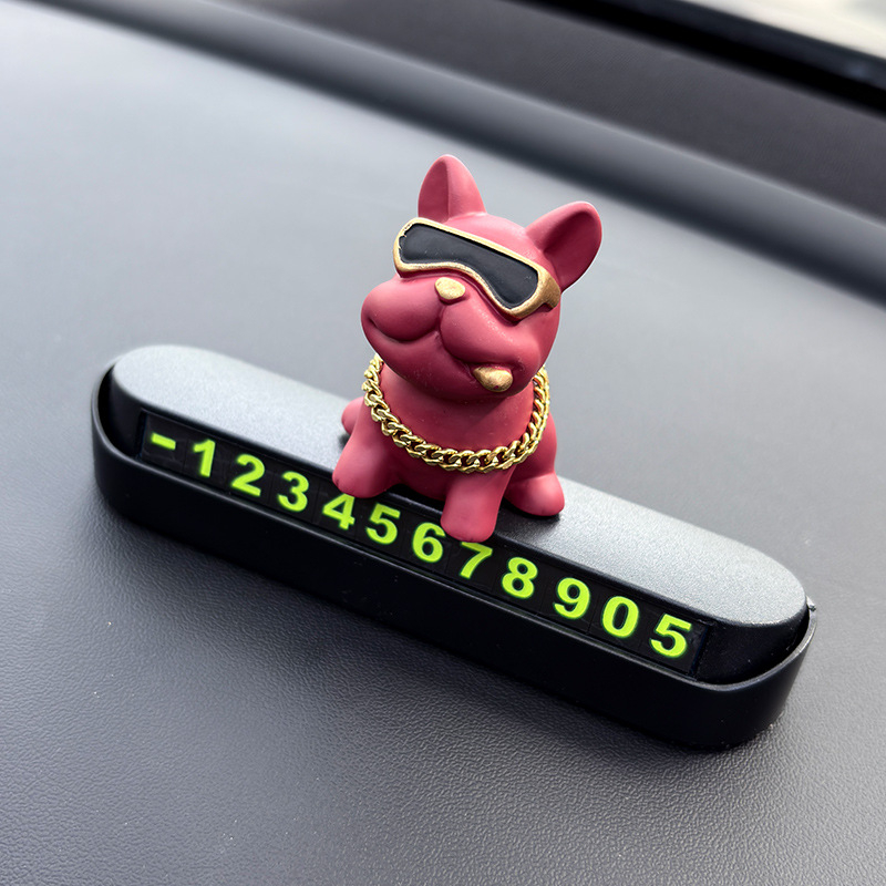 Privremena pločica za parkiranje s telefonskim brojem za ukras auta, model French Bulldog Stop Sign, plastika, marka Che shima