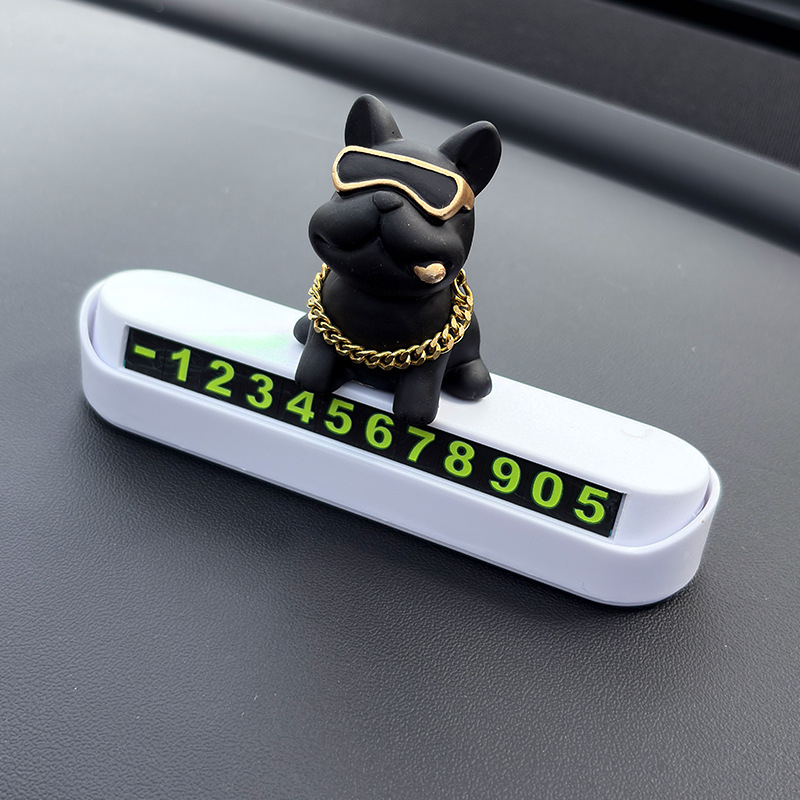 Privremena pločica za parkiranje s telefonskim brojem za ukras auta, model French Bulldog Stop Sign, plastika, marka Che shima