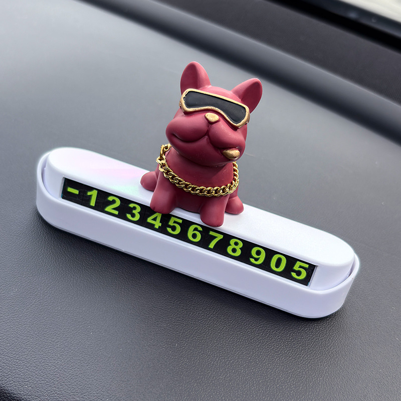 Privremena pločica za parkiranje s telefonskim brojem za ukras auta, model French Bulldog Stop Sign, plastika, marka Che shima