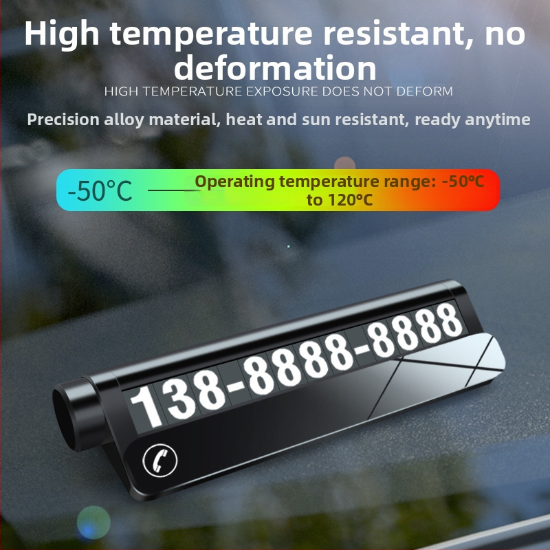 Auto set: sigurnosni čekić i svjetleća privremena tablica za parkiranje s dvostrukim brojem - Materijal: metal, Model: AQC218, Tip: Noctilucent, Prilagodba obrade: Da, Tisak logotipa: Da