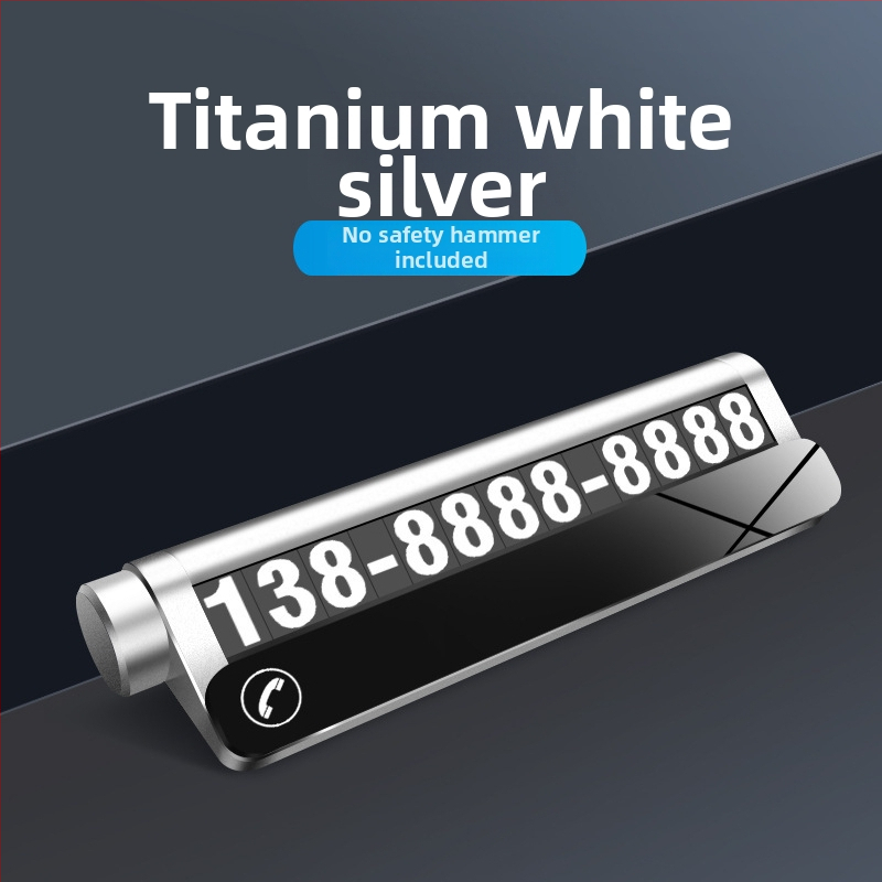 Auto set: sigurnosni čekić i svjetleća privremena tablica za parkiranje s dvostrukim brojem - Materijal: metal, Model: AQC218, Tip: Noctilucent, Prilagodba obrade: Da, Tisak logotipa: Da