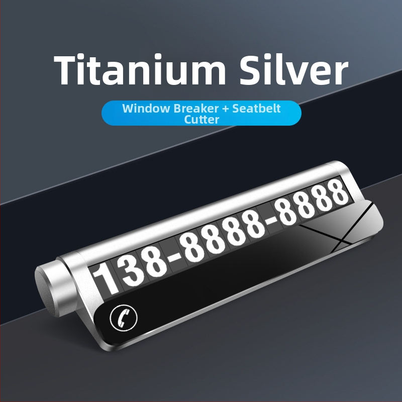 Auto set: sigurnosni čekić i svjetleća privremena tablica za parkiranje s dvostrukim brojem - Materijal: metal, Model: AQC218, Tip: Noctilucent, Prilagodba obrade: Da, Tisak logotipa: Da