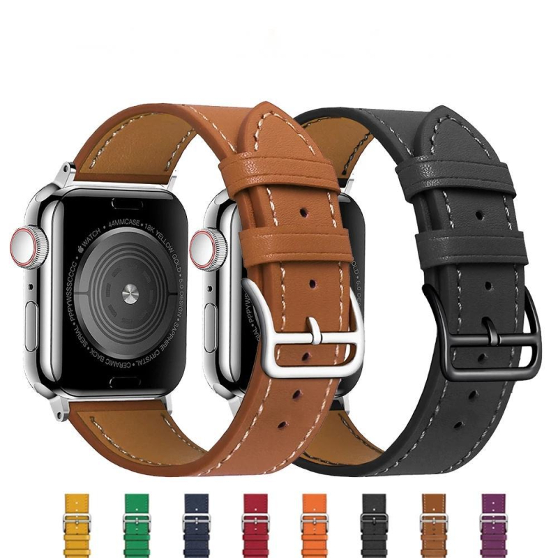 Kožený remienok pre Apple Watch Series 9 a 8 – Hermès inšpirovaný štýl, pravá koža, biznis štýl
