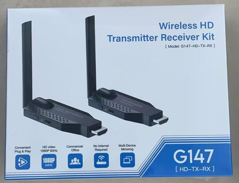 Bežični HDMI prijenosnik za projekciju zaslona, poslovna razina, model G147, 1080p HDMI izlaz