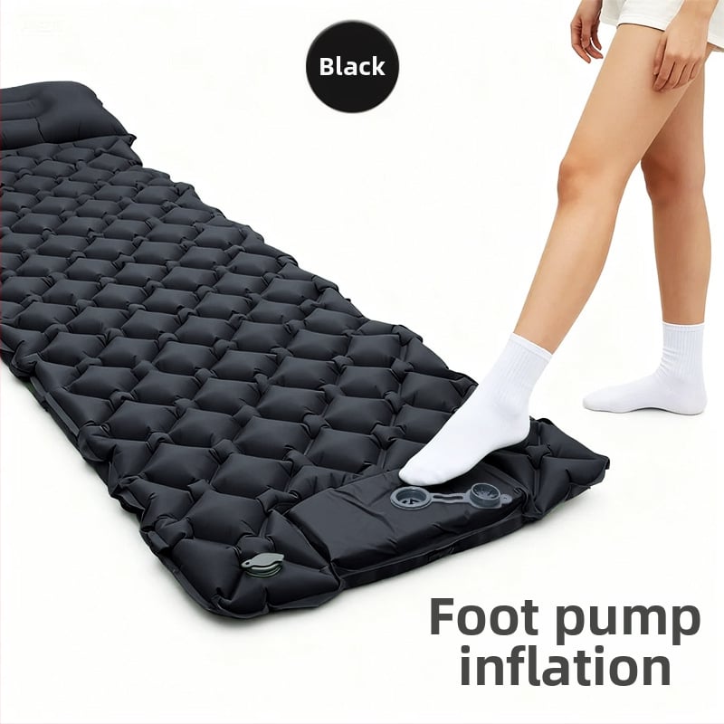 Saltea gonflabilă de camping portabilă cu pernă și pompă manuală, 40D nylon TPU; pentru 1–2 persoane; greutate 600 g