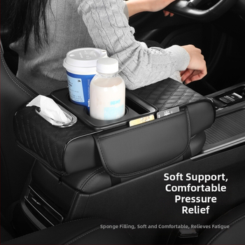 Visu vienā auto roku balsts ar ādas apdari, dzērienu glāzes turētājs un salvetes kastīte, Modelis 086, Universālā saderība, Svars 400