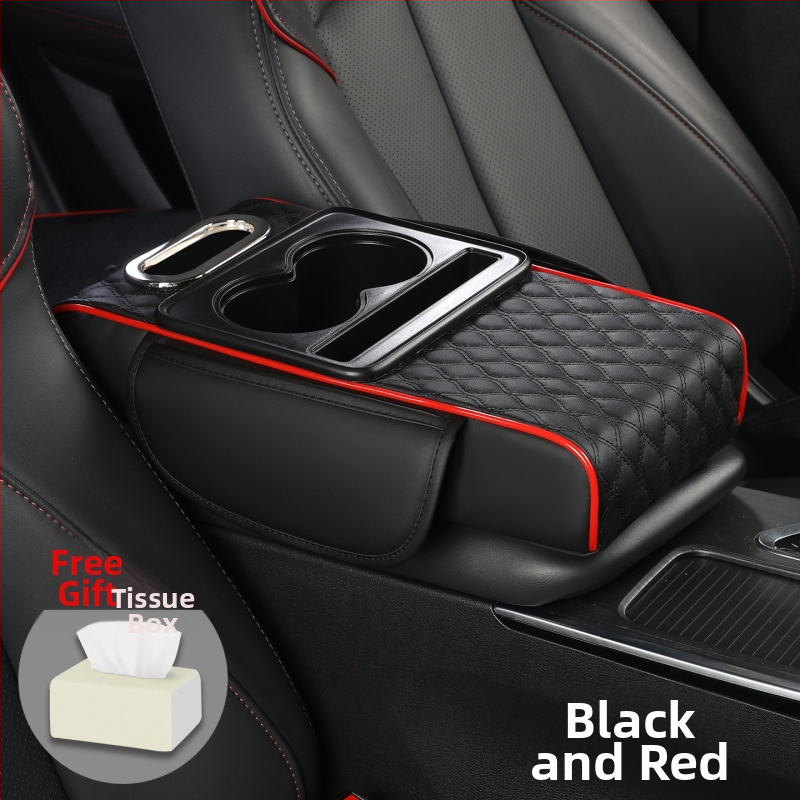 Visu vienā auto roku balsts ar ādas apdari, dzērienu glāzes turētājs un salvetes kastīte, Modelis 086, Universālā saderība, Svars 400