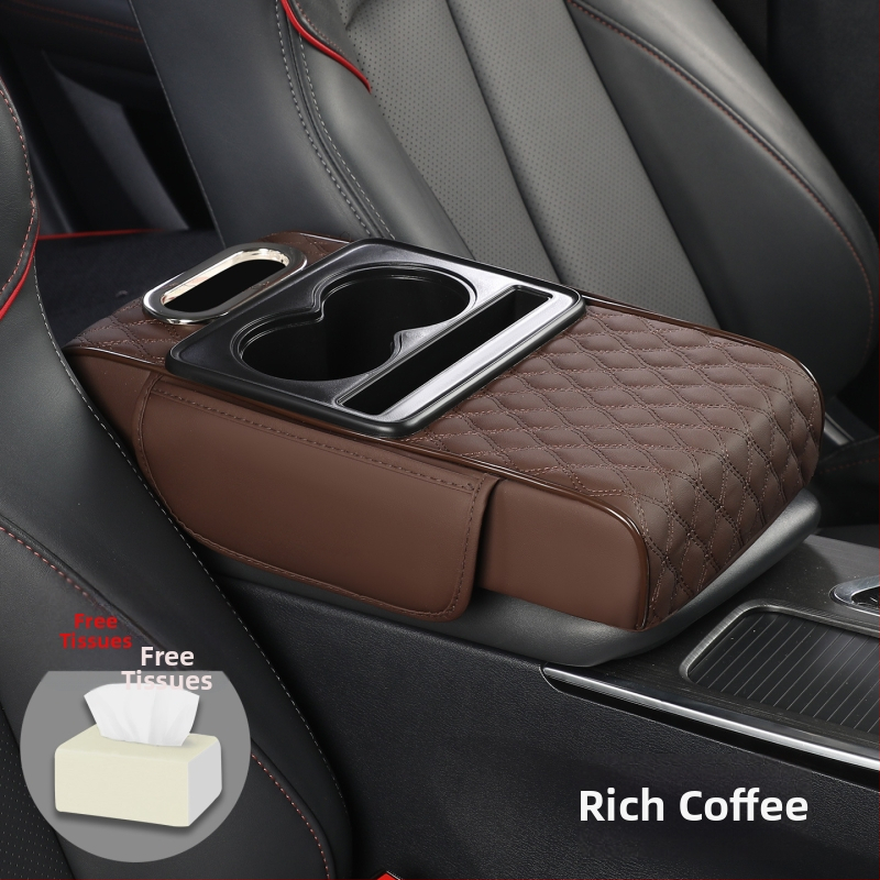 Visu vienā auto roku balsts ar ādas apdari, dzērienu glāzes turētājs un salvetes kastīte, Modelis 086, Universālā saderība, Svars 400