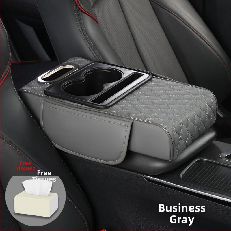 Visu vienā auto roku balsts ar ādas apdari, dzērienu glāzes turētājs un salvetes kastīte, Modelis 086, Universālā saderība, Svars 400