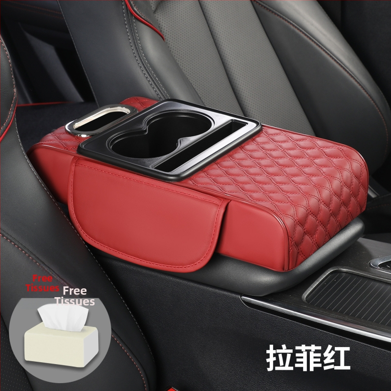 Visu vienā auto roku balsts ar ādas apdari, dzērienu glāzes turētājs un salvetes kastīte, Modelis 086, Universālā saderība, Svars 400