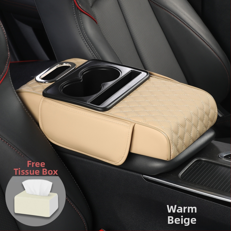 Visu vienā auto roku balsts ar ādas apdari, dzērienu glāzes turētājs un salvetes kastīte, Modelis 086, Universālā saderība, Svars 400