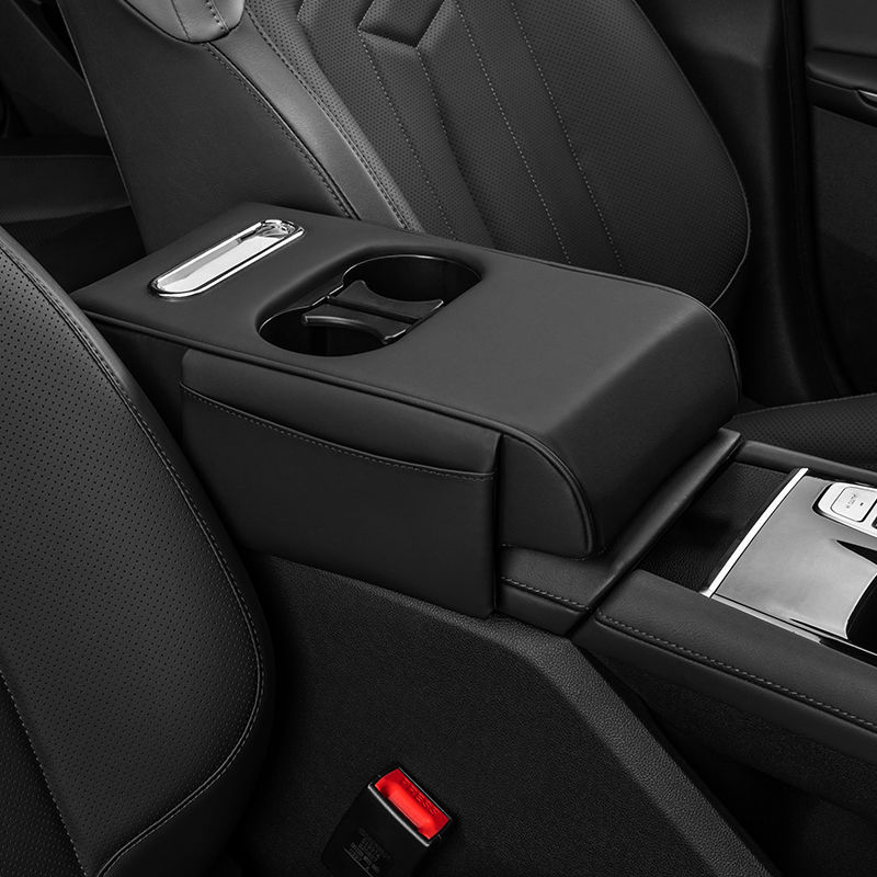Δερμάτινο μαξιλαράκι για ανυψωτικό υποβραχιόνιο με χώρο αποθήκευσης αυτοκινήτου, κεντρικό κουτί χαρτιών και θήκη ποτηριού — Πολυτελής έκδοση