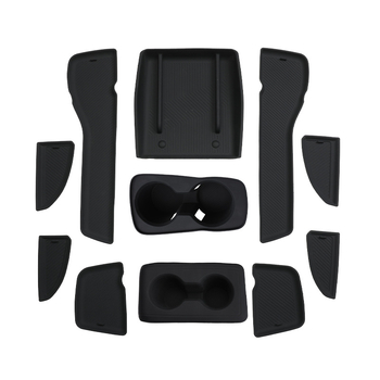 Silikona automašīnas iekšējie paklāji ar durvju krūžu turētāju un uzglabāšanas nodalījumu — bez pielāgošanas