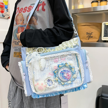 Geantă crossbody cu capacitate mare - nylon, impermeabilă, căptușeală poliester-bumbac, pentru femei, utilizare școlară