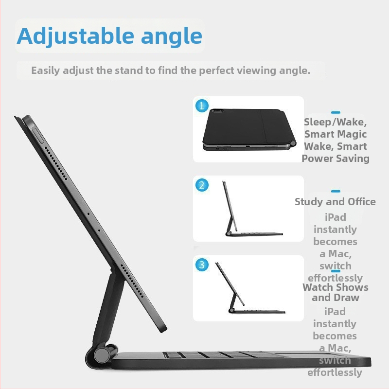 Tastatură wireless Bluetooth cu husă magnetică plutitoare pentru iPad Pro / Air