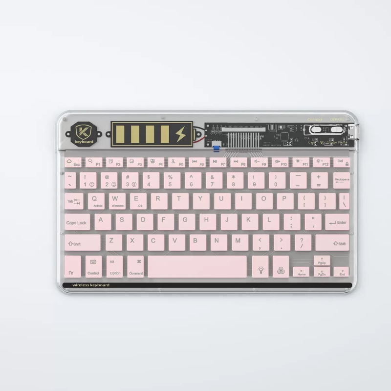 TM030 Prozirna Bluetooth tipkovnica s tri načina rada, Type-C spoj, RGB pozadinsko osvjetljenje, kompaktna i prijenosna, 232 g