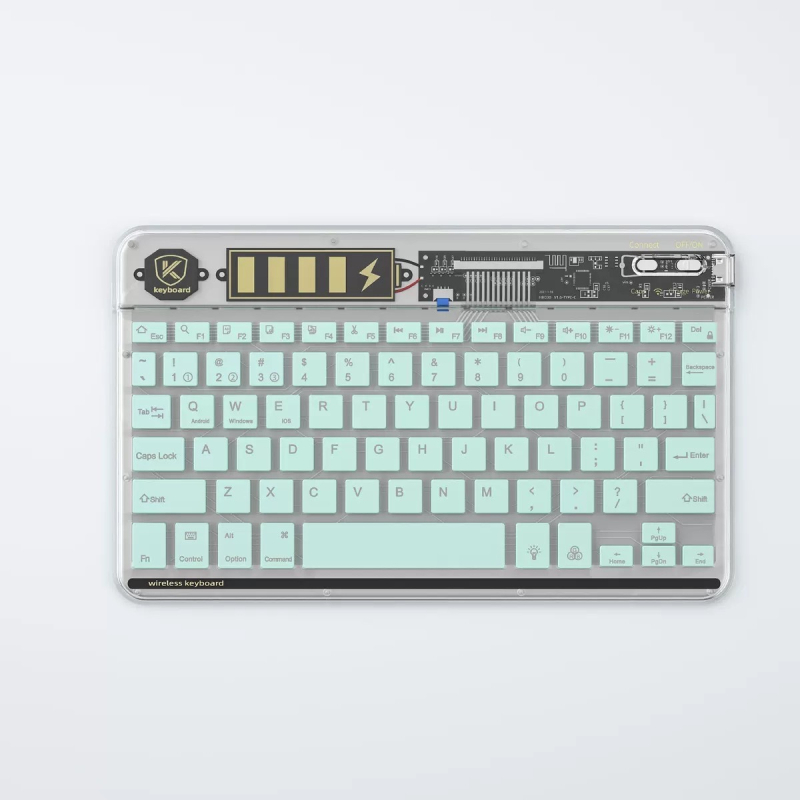 TM030 Prozirna Bluetooth tipkovnica s tri načina rada, Type-C spoj, RGB pozadinsko osvjetljenje, kompaktna i prijenosna, 232 g