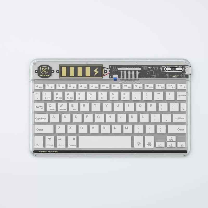 TM030 Prozirna Bluetooth tipkovnica s tri načina rada, Type-C spoj, RGB pozadinsko osvjetljenje, kompaktna i prijenosna, 232 g