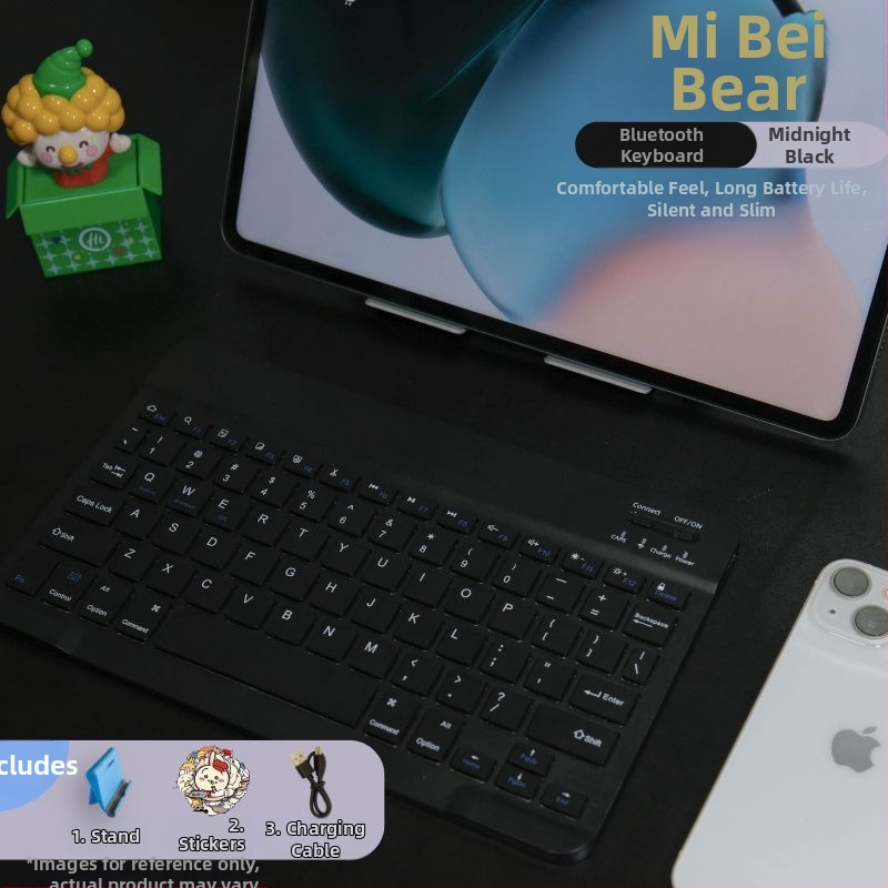 Bluetooth inteligentná klávesnica pre zariadenia Apple — ultra-tenká bezdrôtová klávesnica pre tablety a telefóny; kompatibilná s tabletami Huawei a Xiaomi