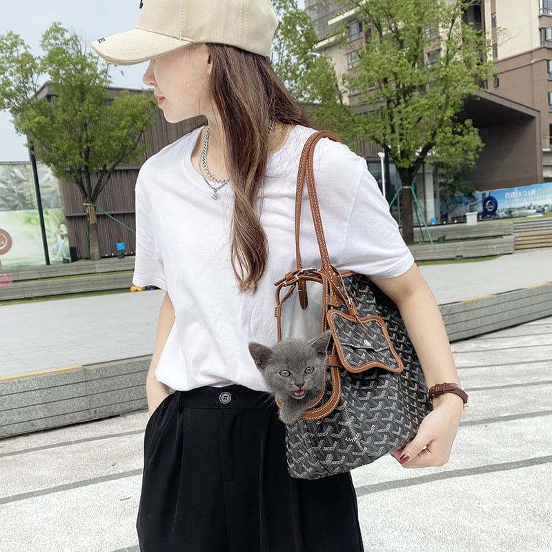 Чанта за домашни любимци от канвас - мека носилка, модел с букви, капацитет 3 кг